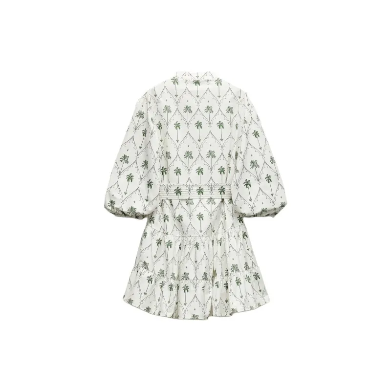 ZARA Long-Sleeved Dresses Women's Light Green-1