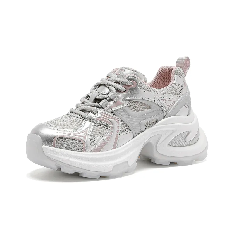 C°BANNER Low Top Chunky Sneakers Women's Silver Pink-1