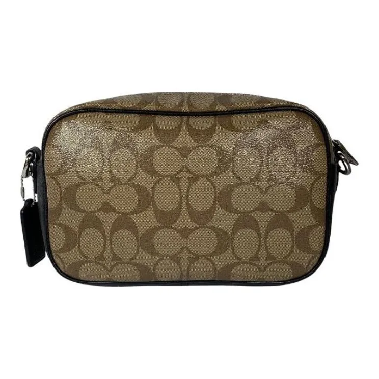 COACH Canvas With Leather Camera Bag Square Bag Shoulder Bag Crossbody Bag Small Size Men's Black & Brown-2