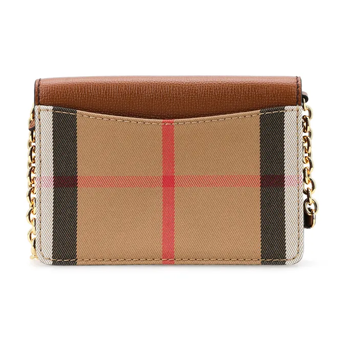Burberry Vintage Calfskin With Canvas Shoulder Bag, Crossbody Bag Women's Brown-5