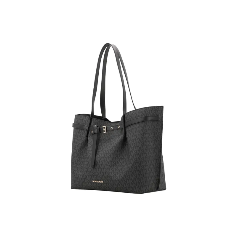 MICHAEL KORS Emilia Coated Canvas Tote Bag, Shopping Bag, Shoulder Bag, Handbag Tubas Women's Black-3