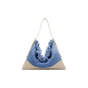 APEDE MOD Denim Top Grain Cow Leather Zongzi Hobo Bag Biker Bag Shoulder Bag Crossbody Bag Handbag Regular Women's Blue