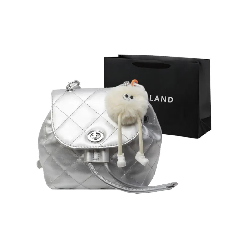 PINK·LAND PU Backpack Women's Silver & Pink/Pink/Ecru/Black/Black & Pink/Blue-7