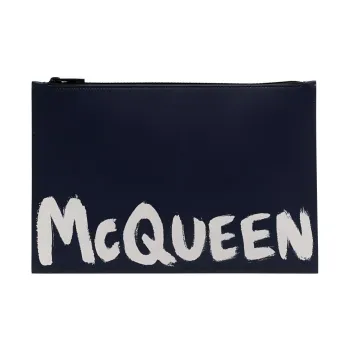 Alexander McQueen Leather Clutch Men's Blue