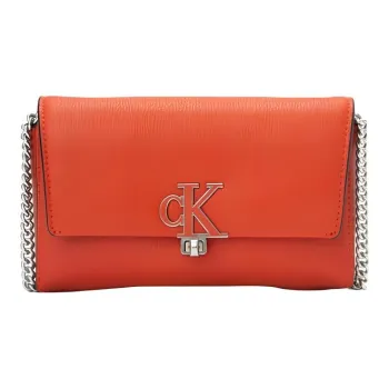 CALVIN KLEIN PVC Shoulder Bag, Crossbody Bag Small Size Women's Orange Red