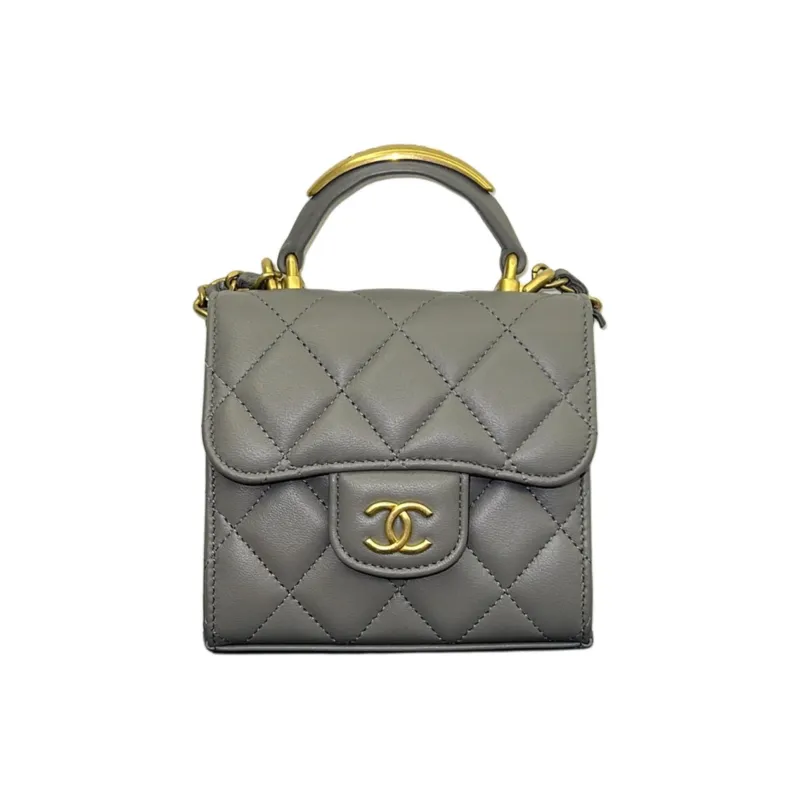 CHANEL Classic Flap CF Lambskin Flap Bag Handbag, Shoulder Bag, Crossbody Bag Mini Women's Pearl Gray-0
