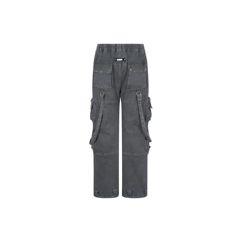 Merge Lab. Cargo Pants Unisex Washed Black Gray-1