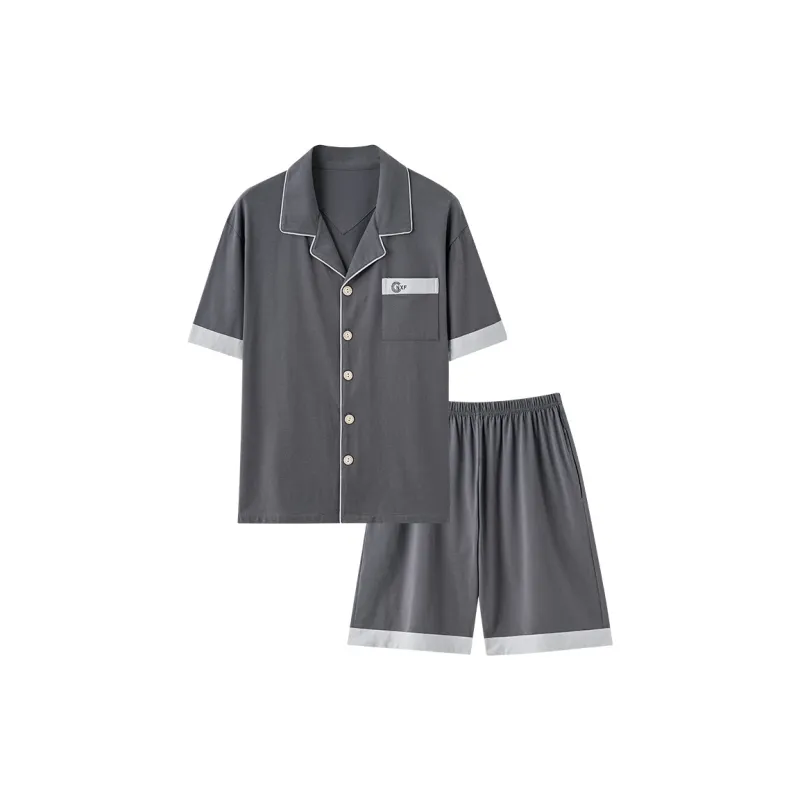 JinShaLa Pajama Set Men's Dark Gray-0