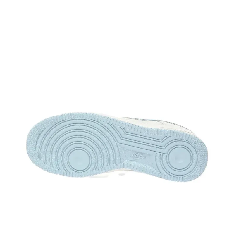 Nike Air Force 1 Slip Resistant Shock Absorbers Low Top Skateboard Shoes Women's White Blue-4