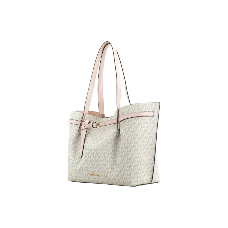 MICHAEL KORS Emilia Canvas Tote Bag, Shopping Bag, Shoulder Bag, Handbag Tubas Women's Beige & Pink-2