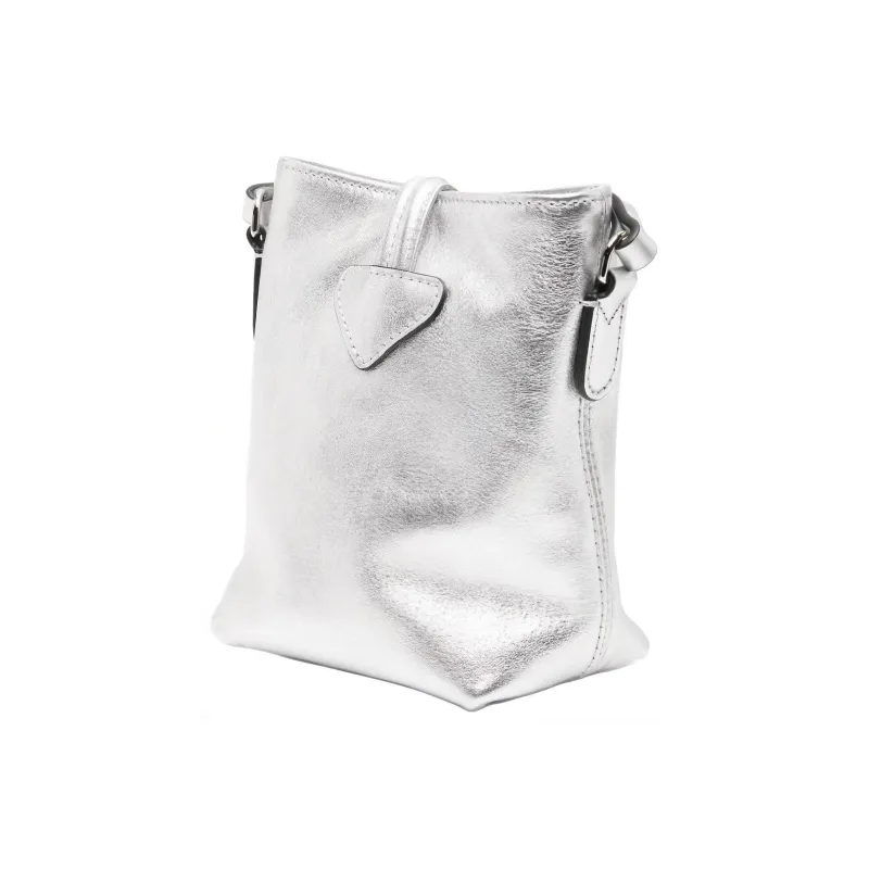 LONGCHAMP Roseau Calfskin Shoulder Bag, Crossbody Bag Extra Small Women's Silver-1