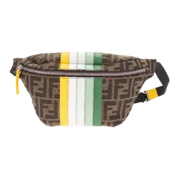 FENDI Jacquard Canvas With Leather Canvas Bag, Fanny Pack, Sling Bag Kids' Brown/Yellow/Multicolor