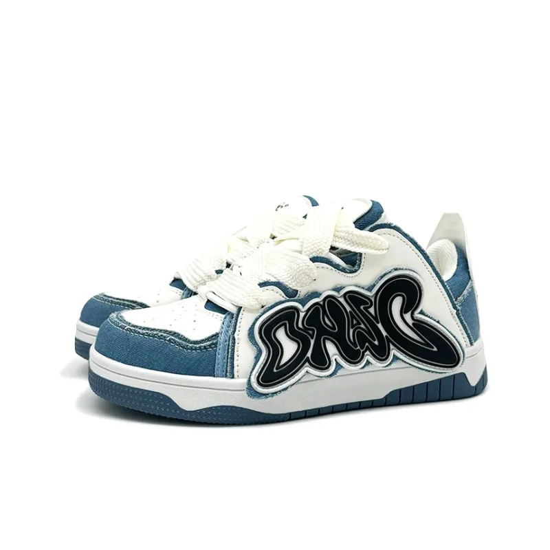 OHJC Denim Collection Slip-Resistant Cushioning Wear-Resistant Lightweight Low-Top Skateboard Shoes Unisex-1