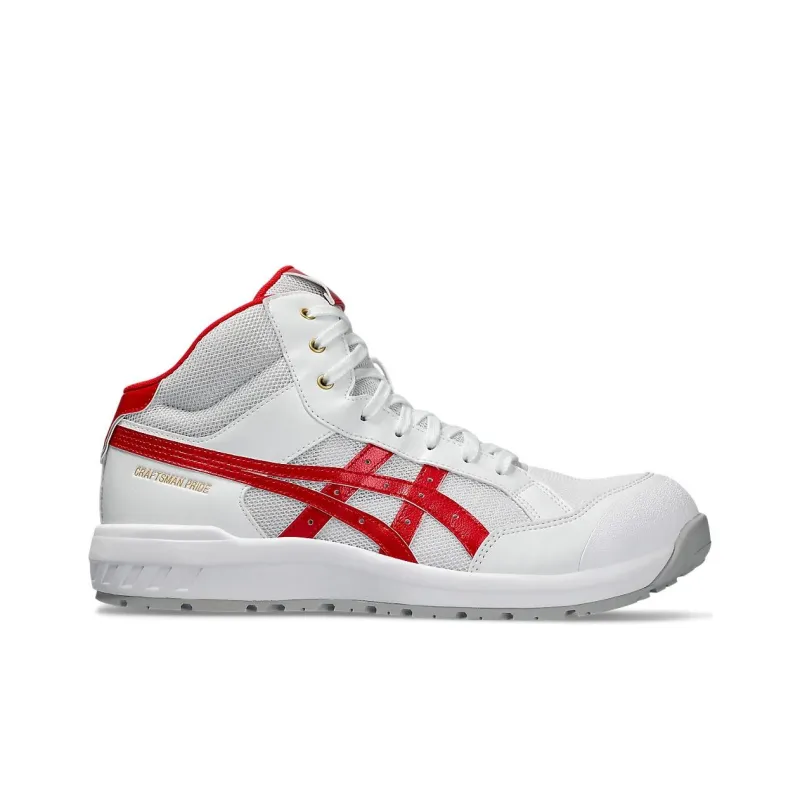 Asics Winjob Anti Slip Wear Resistant Mid Top Casual Shoes Unisex White Red-1