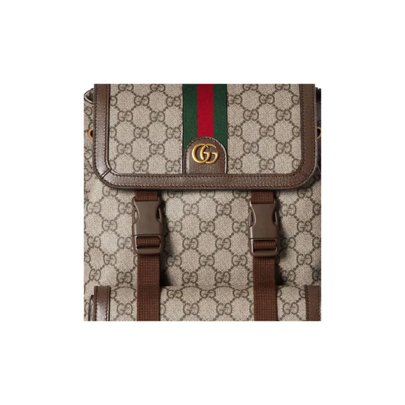 GUCCI Ophidia Canvas With Leather Binding Backpack Small Size Men's Brown-7