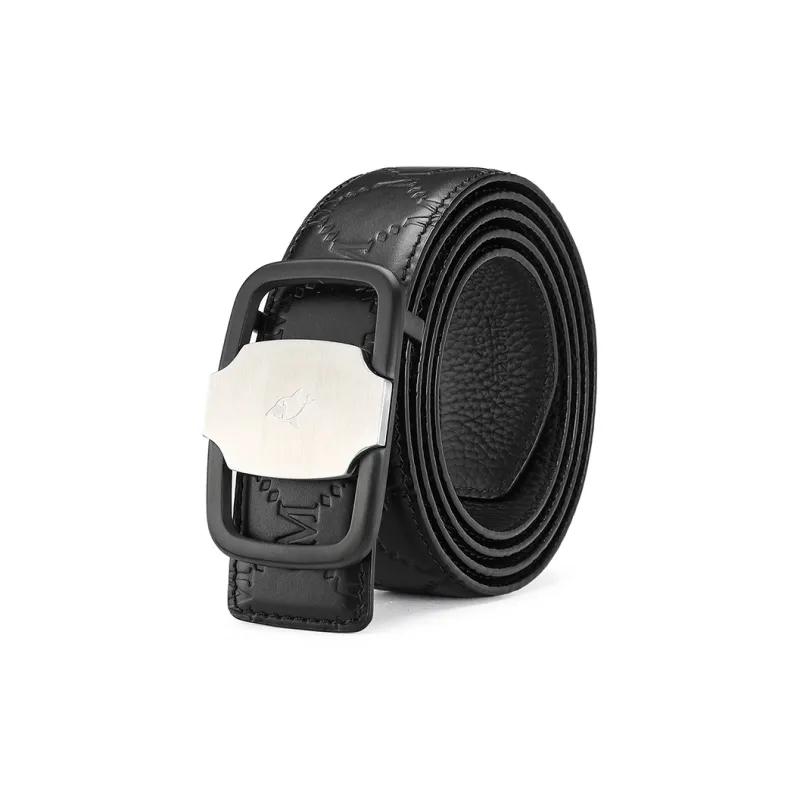 FAIRWHALE Fashion Smooth Buckle Head Layer Cow Leather Brand Texture Belt Men's Width 3.5CM-1