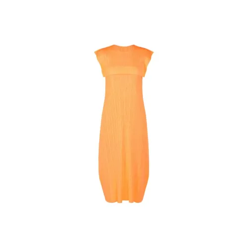 PLEATS PLEASE ISSEY MIYAKE Sleeveless Dresses Women's Neon Orange