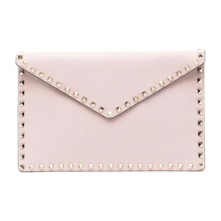 Valentino Calfskin Envelope Bag Clutches Women's Pink-0