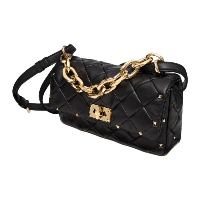 Valentino ROCKSTUD SPIKE Sheepskin Shoulder Bag Crossbody Bag Women's Black-4