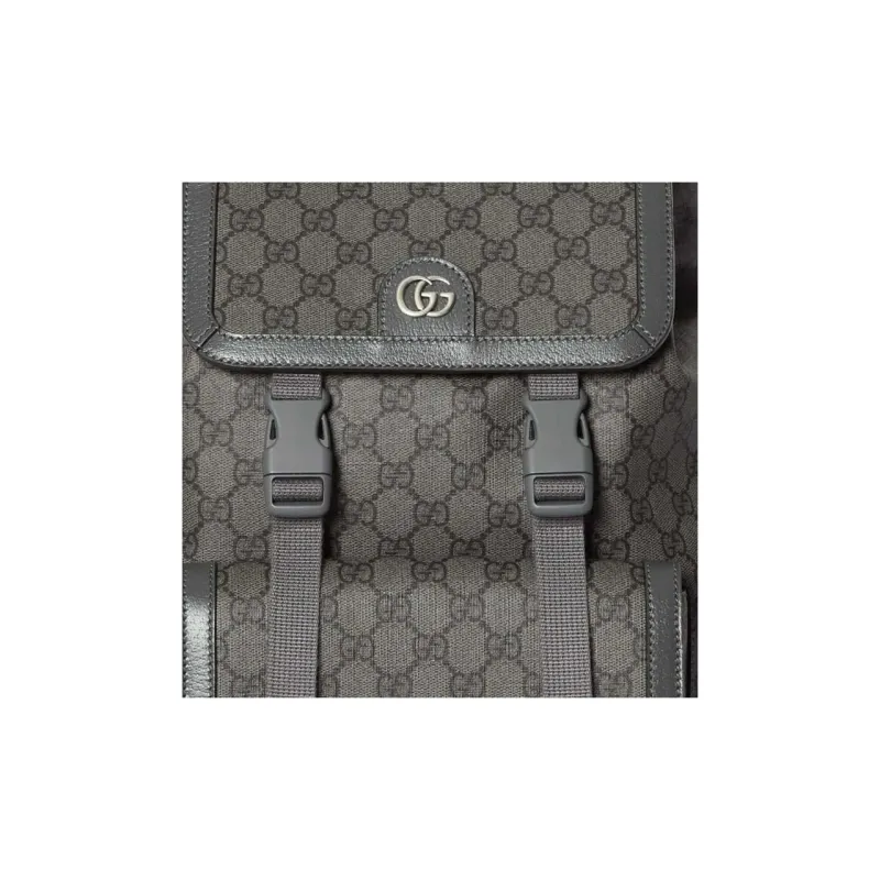 GUCCI Ophidia Canvas With Leather Binding Backpack Small Size Men's Gray & Black-7