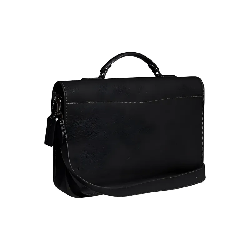 COACH Carriage Cow Leather Briefcases Shoulder Bag Crossbody Bag Large Size Men's Black-1