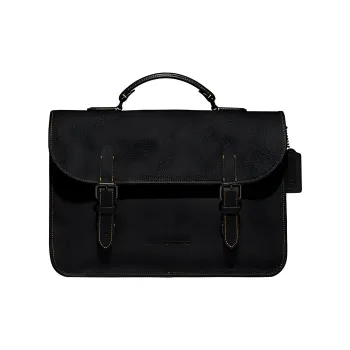 COACH Carriage Cow Leather Briefcases Shoulder Bag Crossbody Bag Large Size Men's Black