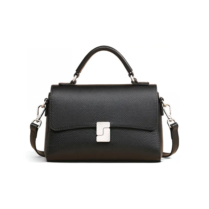 COMELY Cow Leather Bonded Synthetic Leather Shoulder Bag Crossbody Bag Handbags Regular Women's Black/Light Khaki-7