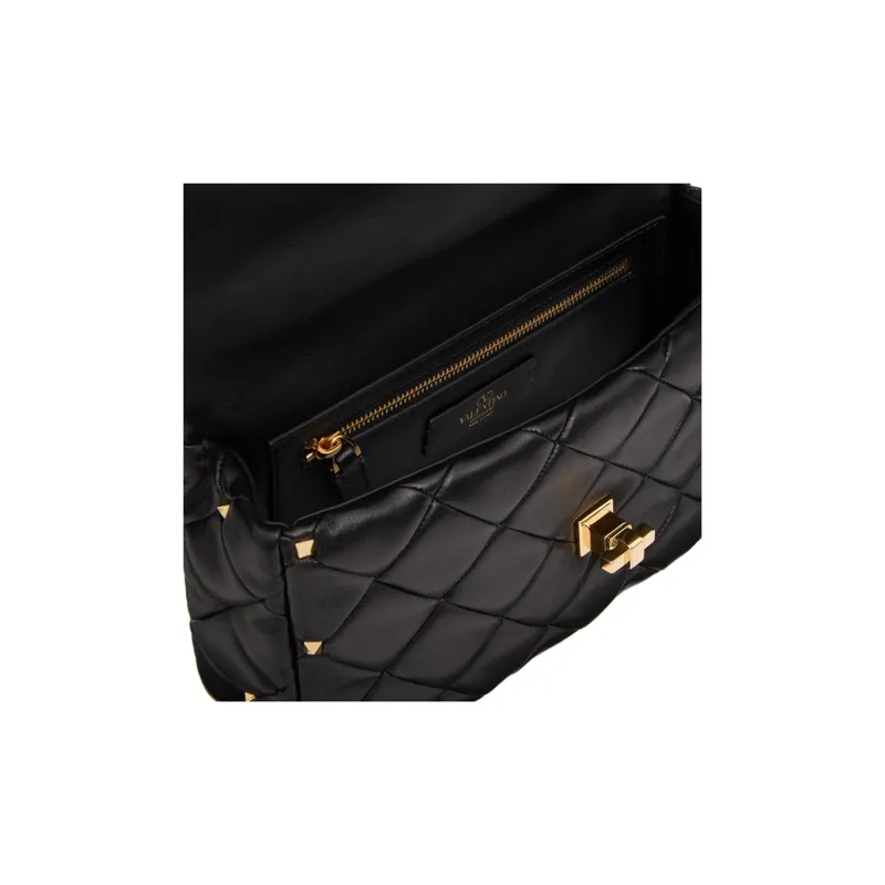 Valentino ROCKSTUD SPIKE Sheepskin Shoulder Bag Crossbody Bag Women's Black-6