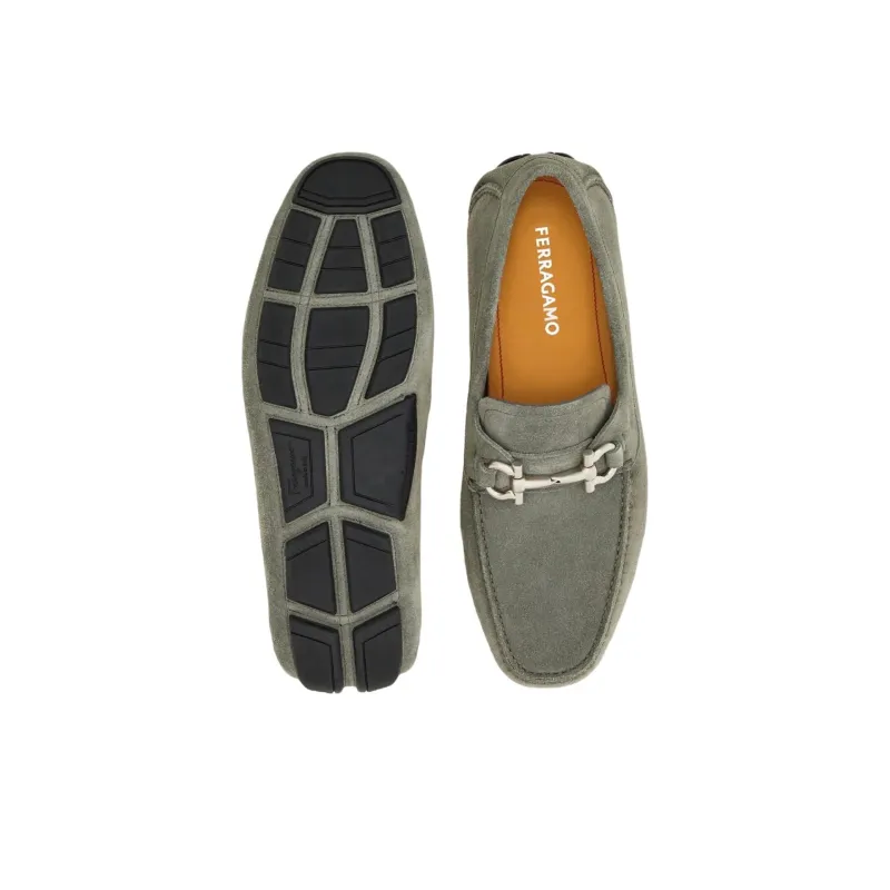 FERRAGAMO GANCINI Loafers Men's Gray White-4