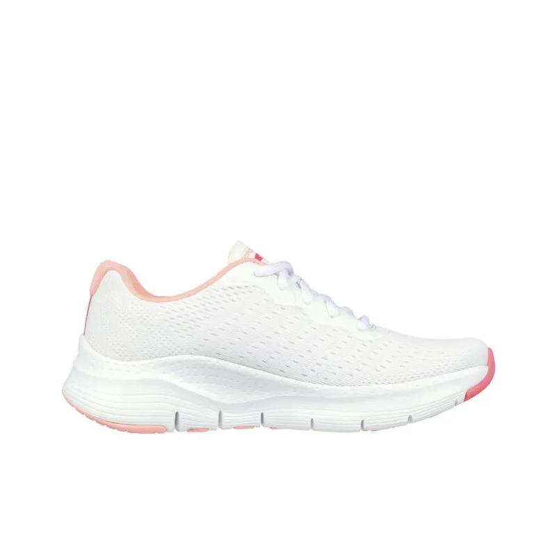 Skechers Arch Fit Series Slip Resistant, Abrasion Resistant, Breathable Low Top Casual Shoes Women's White Pink-1