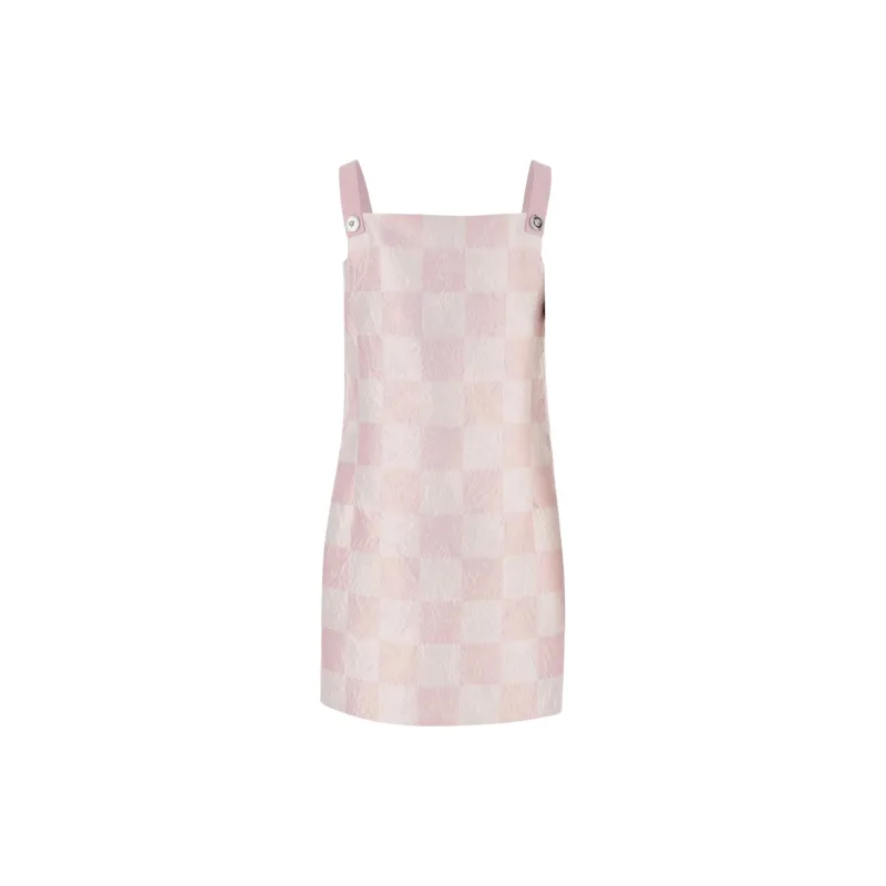 VERSACE Check-Printed Sleeveless Mini Dress-1
