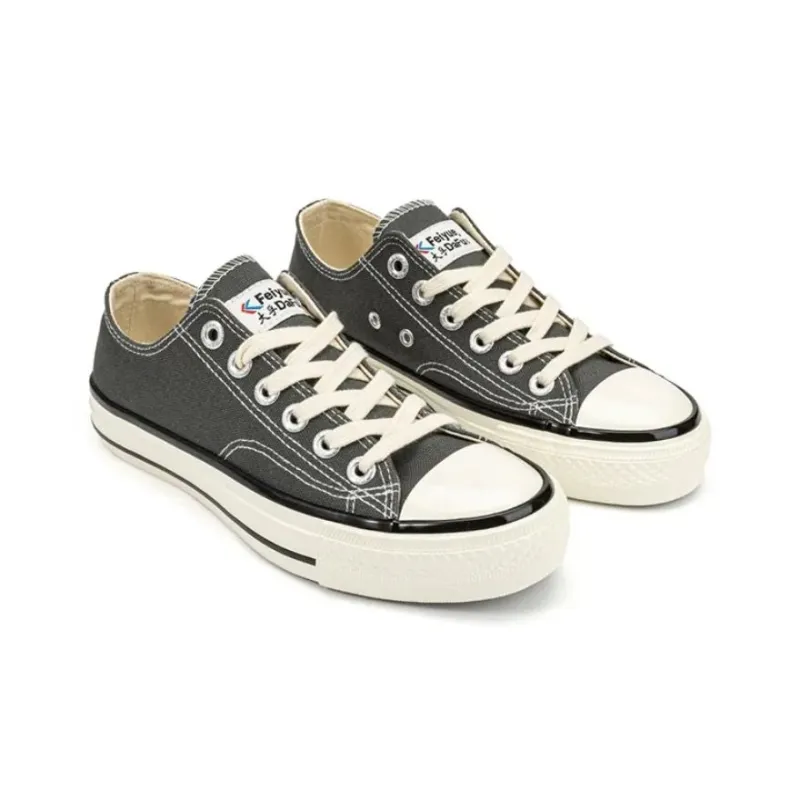 Dafu Leaps Forward Anti Slip Wear Resistant Breathable Lightweight Low Top Canvas Shoes Unisex Gray-3