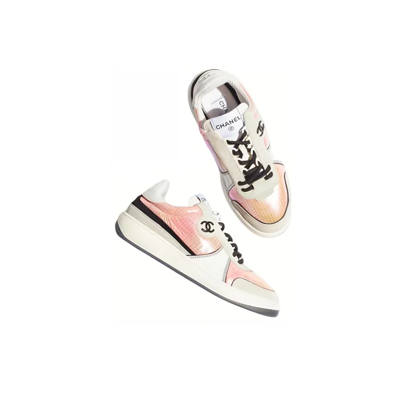CHANEL Low Top Stylish Skateboarding Shoes Women's Light Gray-2