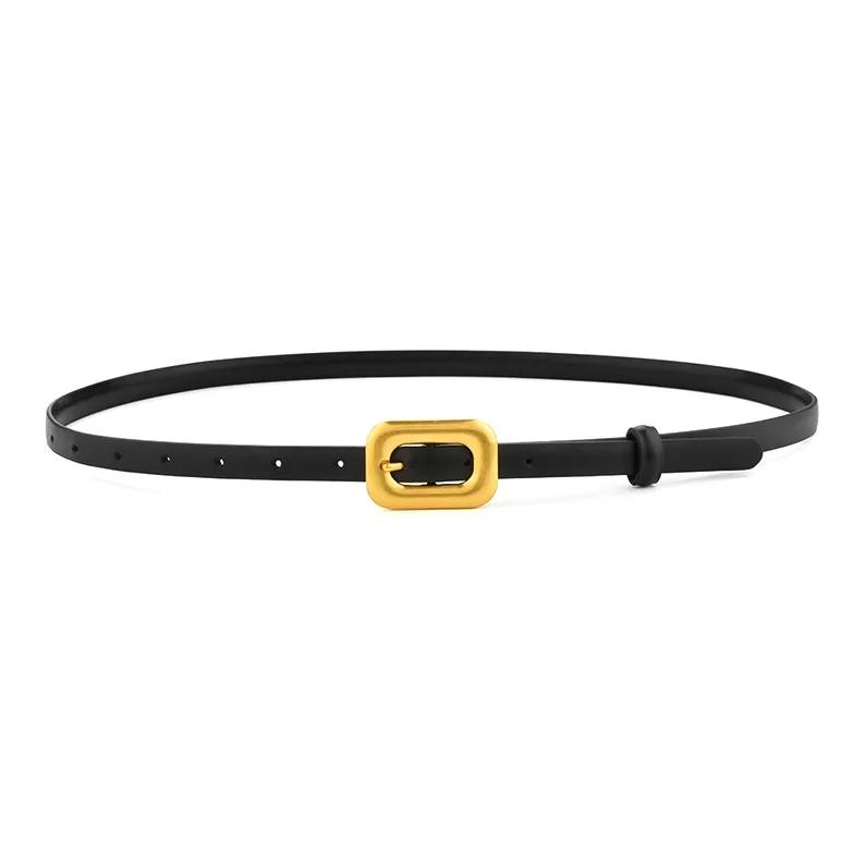 Lanza Korean Style Ins Inspired Slim Fit Decorative Waist Jeans Leather Belts Women's 1.5cm Width-0