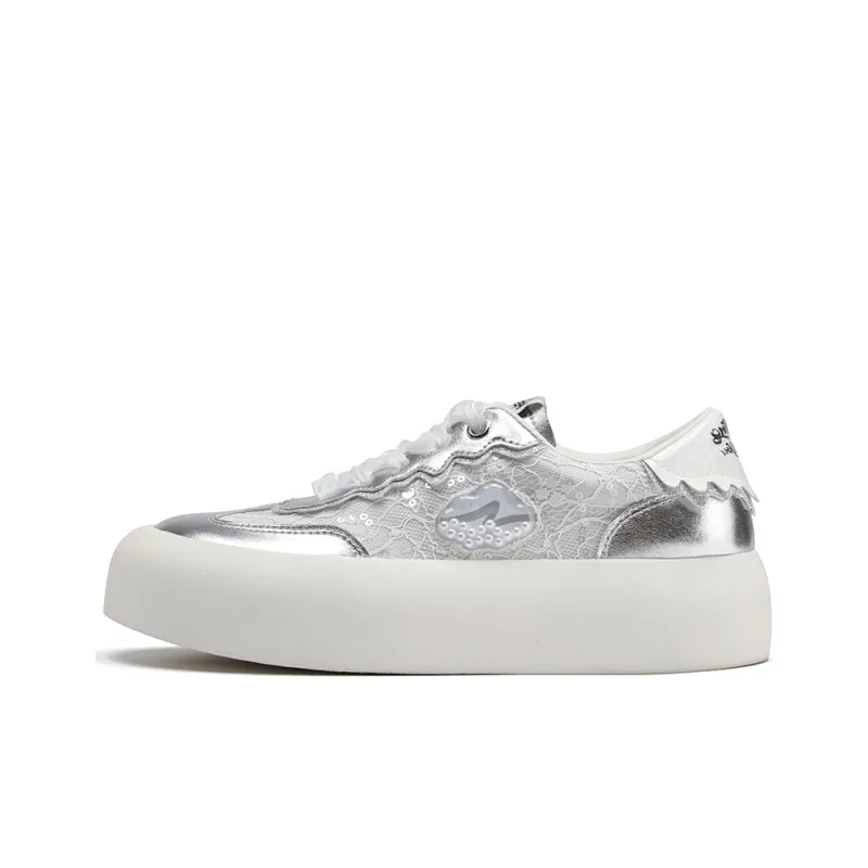 HERLOOK Fusion Collection German Army Trainers Low Top Skateboard Shoes Women's Silver-0