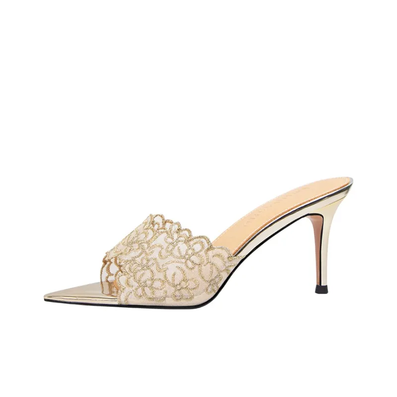 WUDASHU TPR Sole Embroidery Slide Slippers Women's Gold-5