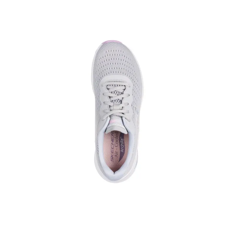 Skechers Arch Fit Anti Slip Wear Resistant Low Top Casual Shoes Women's Gray White-2