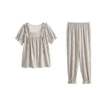 XUANZHITING Pajama Set Women's Light Khaki