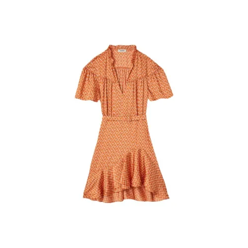 Sandro Short-Sleeved Dresses Women's Apricot Yellow