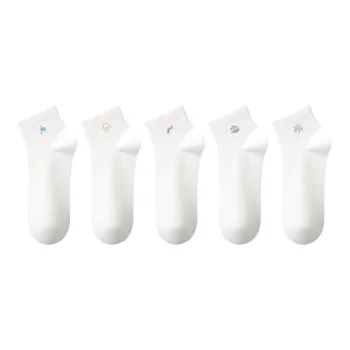H YXIANG Ankle Socks Women's 5 Pack White