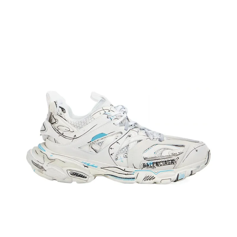 Balenciaga Track 1.0 Sneakers ' White Blue Mesh And Nylon Graffiti' Women's-1