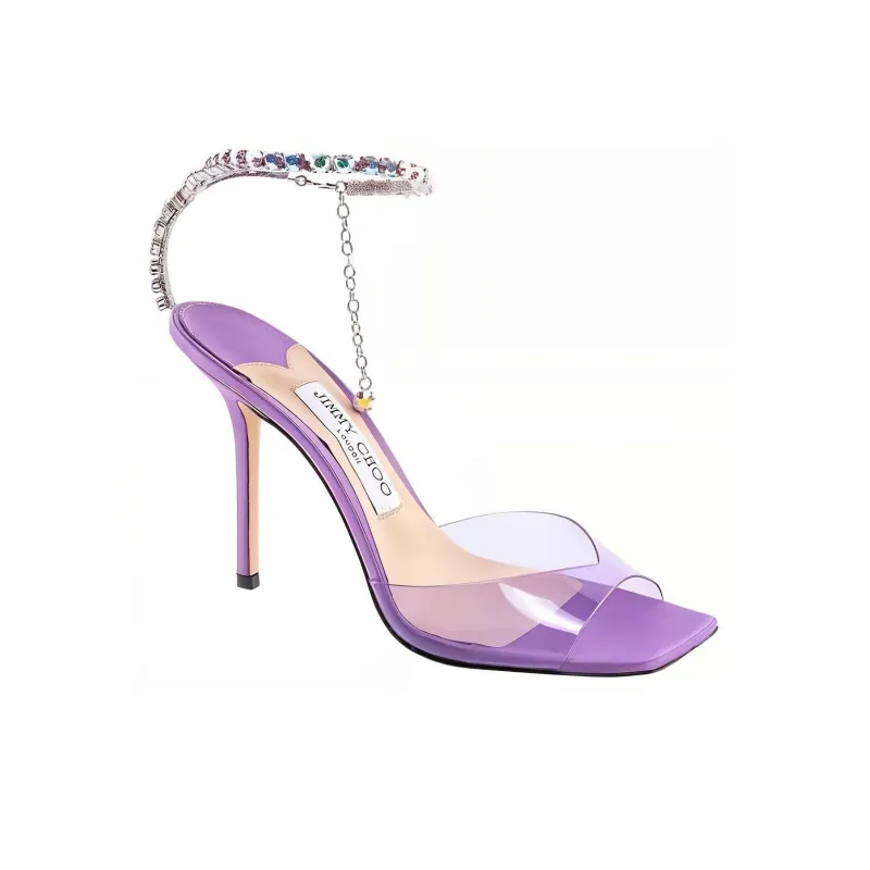 Jimmy Choo Saeda One-Strap Sandals 10cm Women's Purple-2