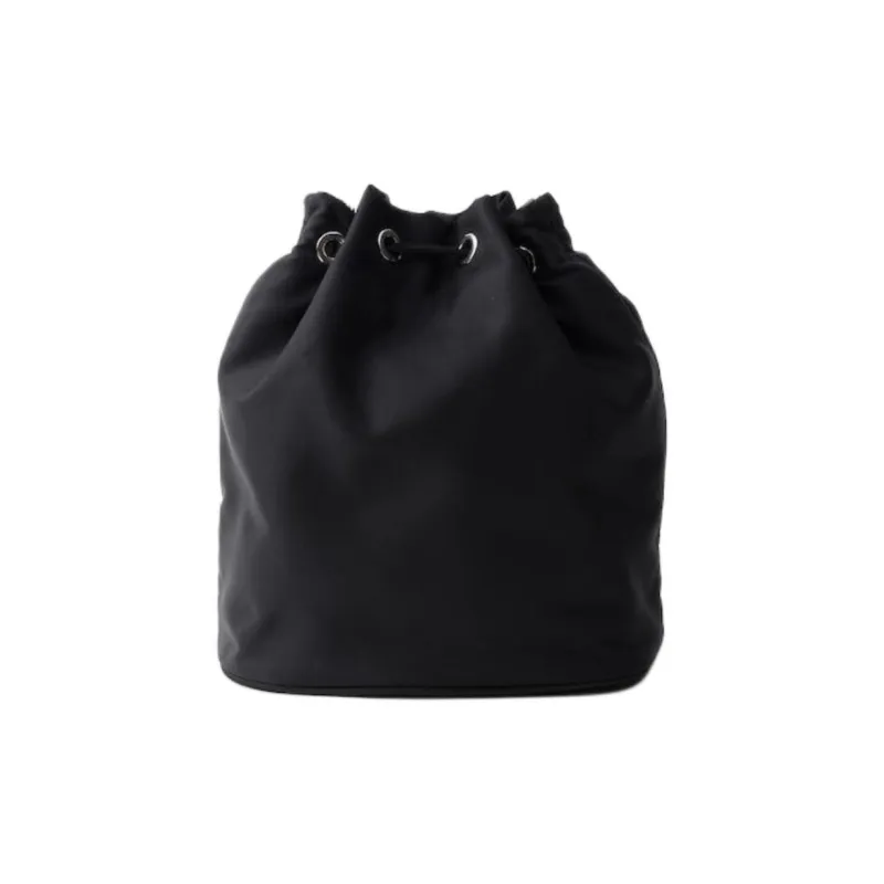 PRADA Fabric With Leather Bucket Bags Shoulder Bag Crossbody Bag Handbag Mini Women's Black-2
