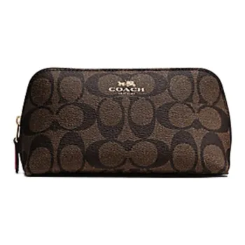 COACH Canvas Clutch Makeup Bag Women's Brown