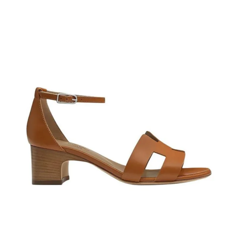 HERMES Encens Strap Sandals 5cm Women's Brown-1
