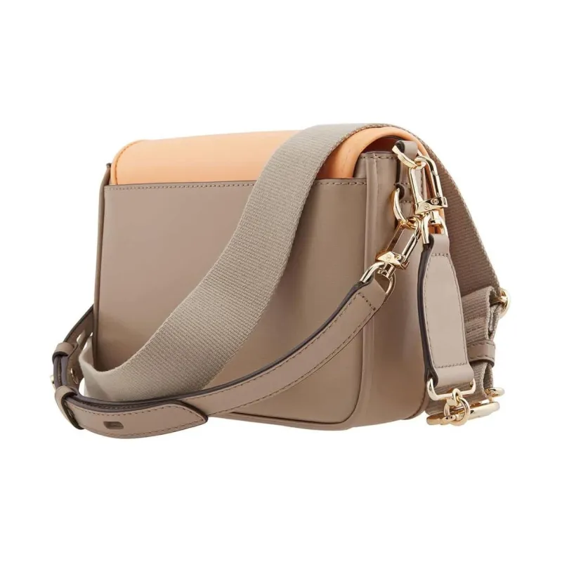 MICHAEL KORS Bradshaw Cow Leather Shoulder Bag, Crossbody Bag Medium Size Women's Camel & Milk White-3