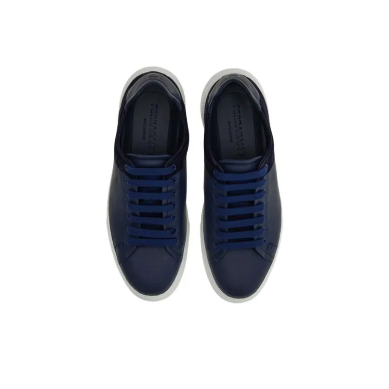 FERRAGAMO Low Top Skateboard Shoes Men's Blue-3