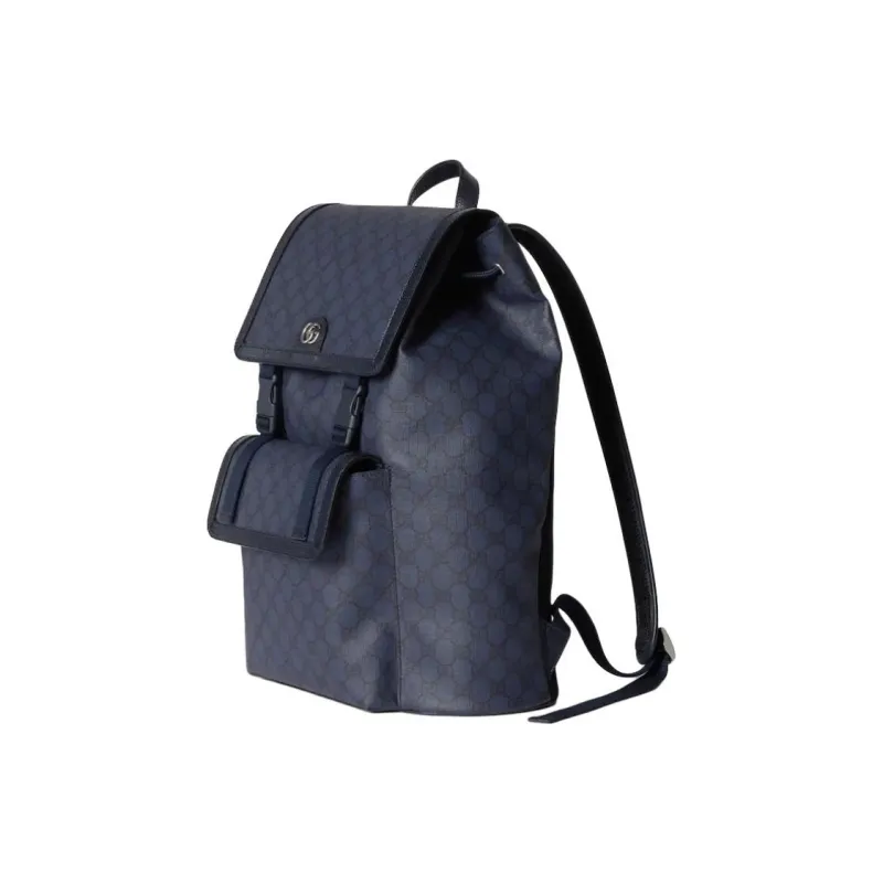 GUCCI Ophidia Canvas With Leather Binding Backpack Tubas Men's Dark Blue-1