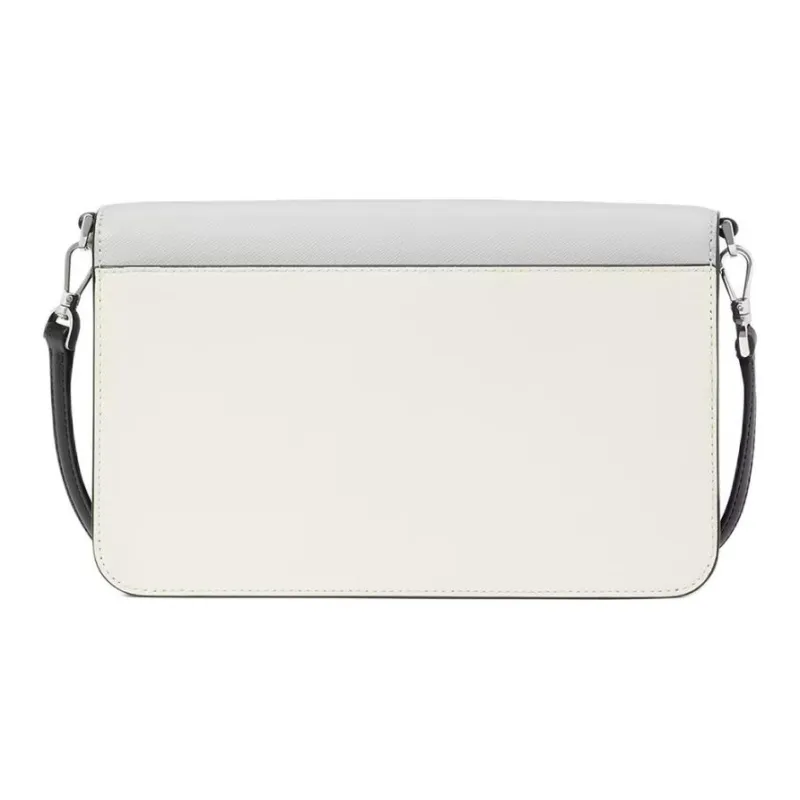 Kate Spade Saffiano Leather Shoulder Bag, Crossbody Bag Women's Platinum Gray Multicolor-3