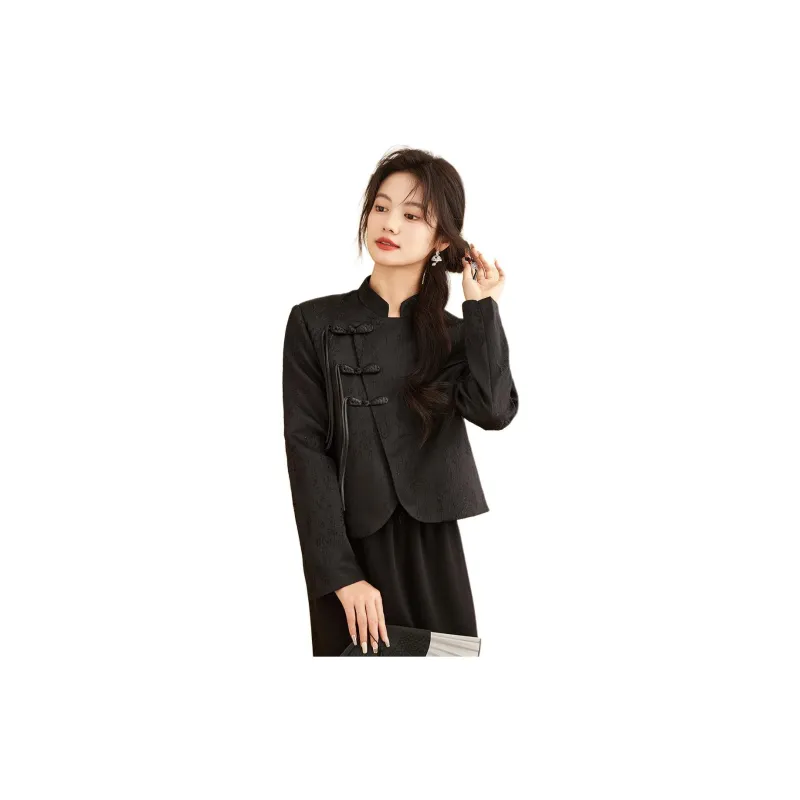 CARBAMMI Cropped Coats Women's Black-4